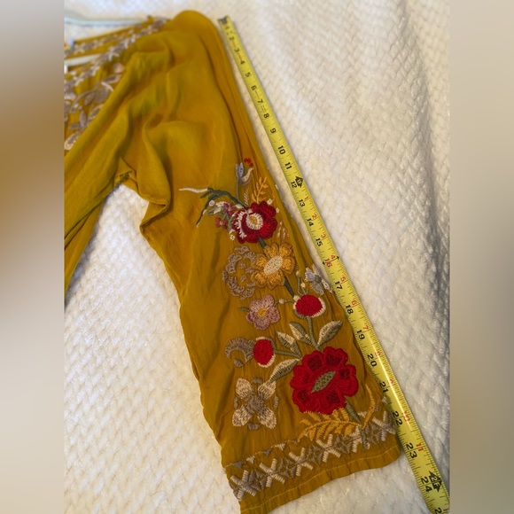 Johnny Was embroidered Edith Tunic yellow gold XL - Picture 6 of 14